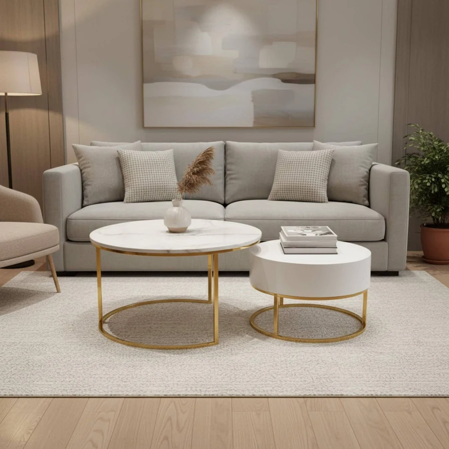 Corundum Marble Coffee Table A38 – Modern Luxury with Nested Versatility