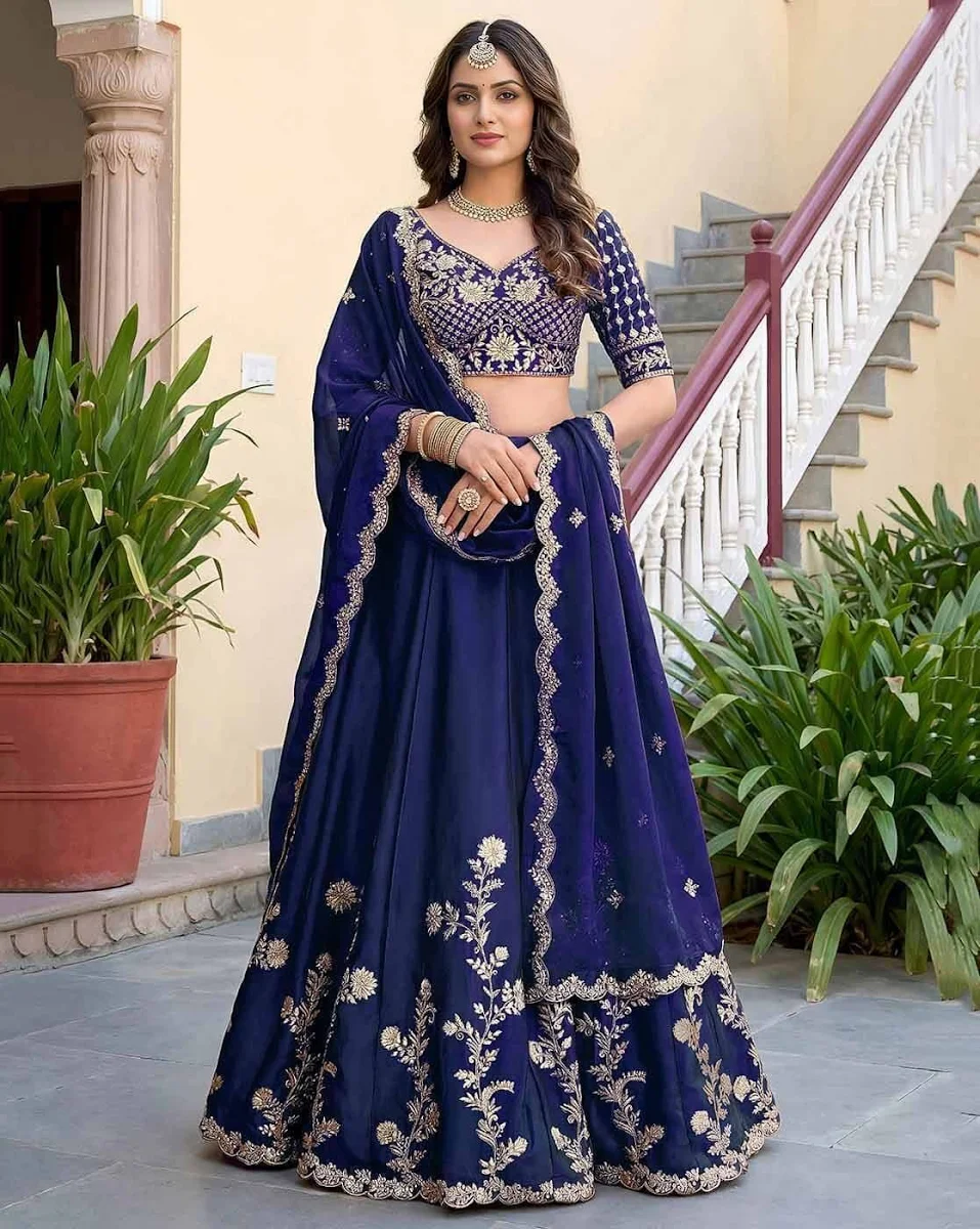 Women Embroidered Lehenga Choli with Dupatta For Women
