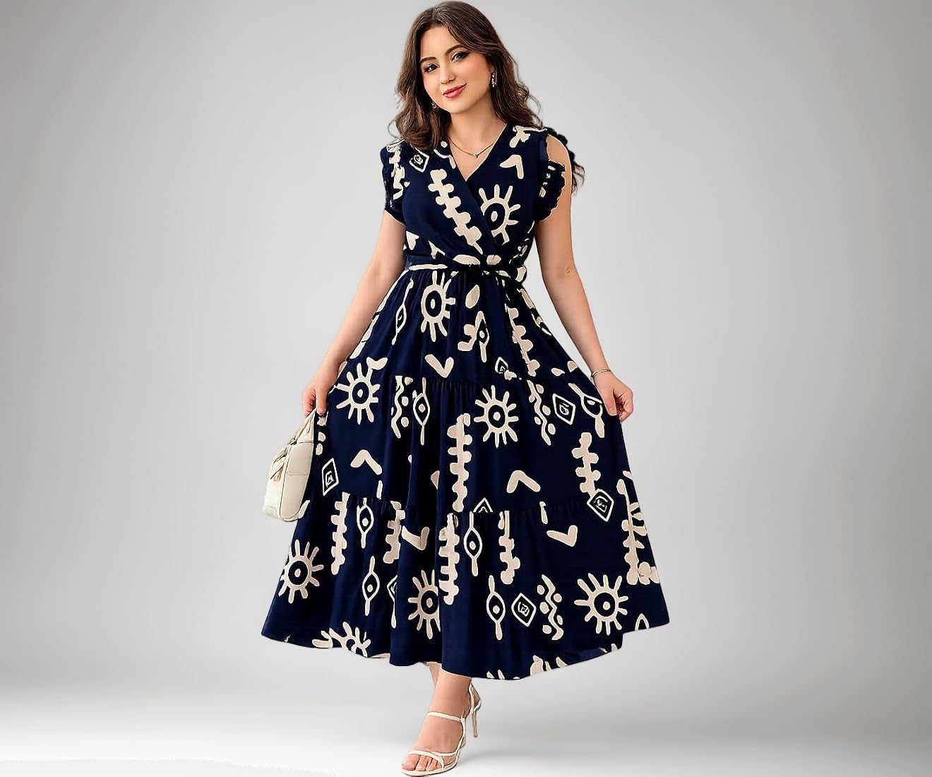 ROYALICA Women’s Pure Cotton Floral Printed Maxi Midi Western Dress