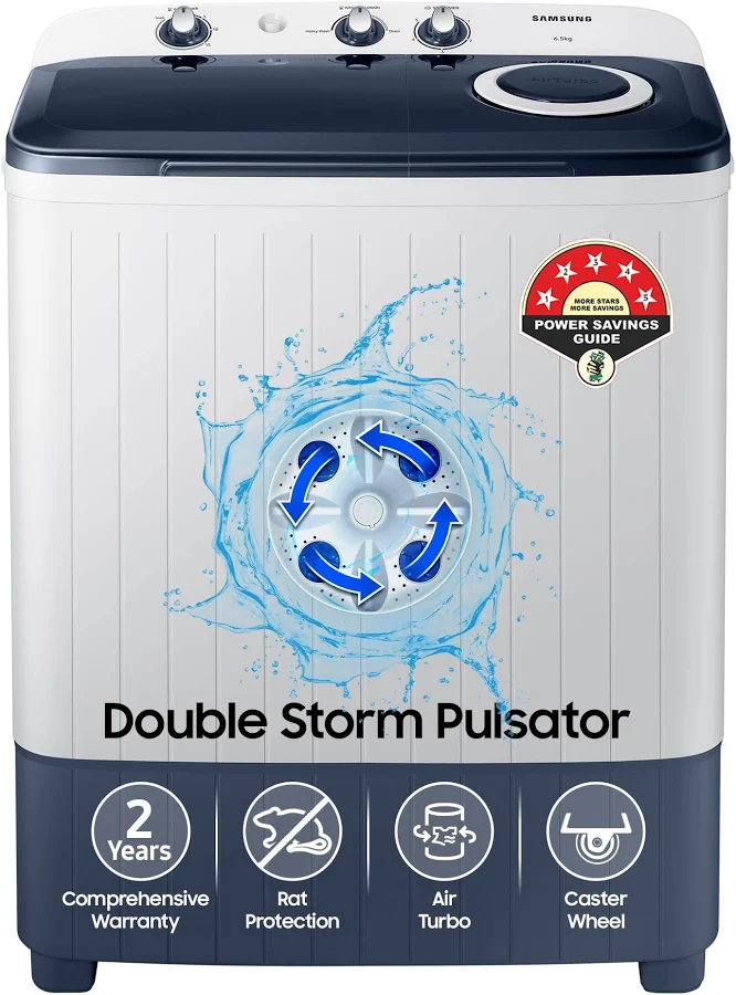 Samsung 6.5 kg 5 Star Semi Automatic Top Load Washing Machine