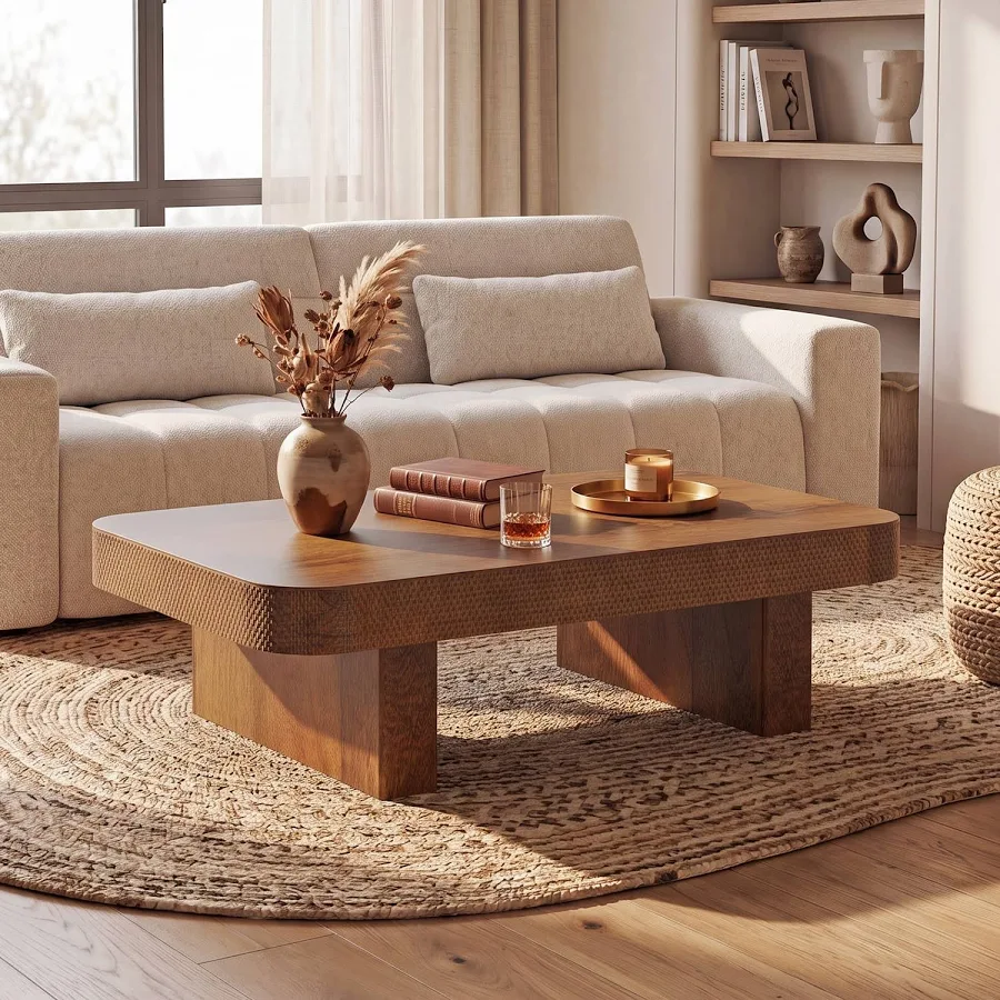 Nakkashi Solid Wood Rectangular Coffee Table Finish