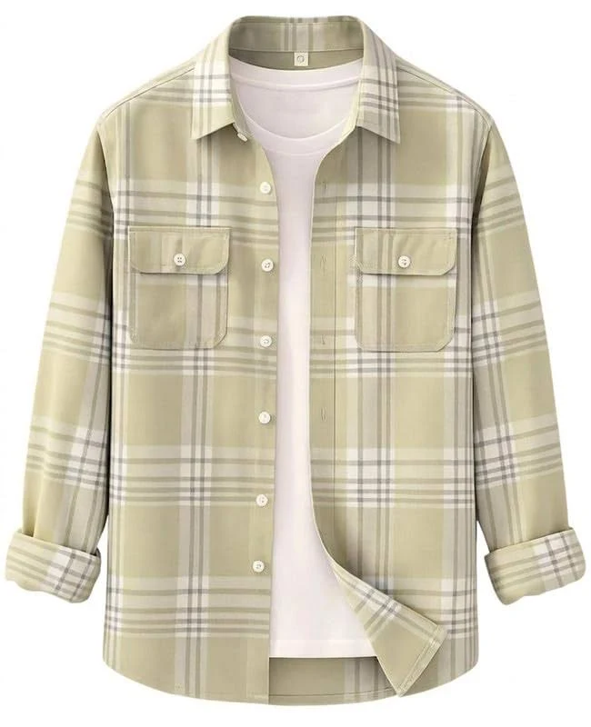 DEELMO Men’s Stylish Cotton Blend Casual Chakes Shirt