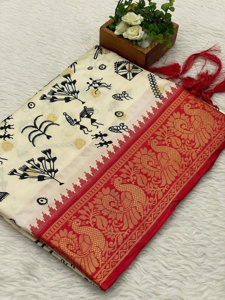Venpattu tusser saree
