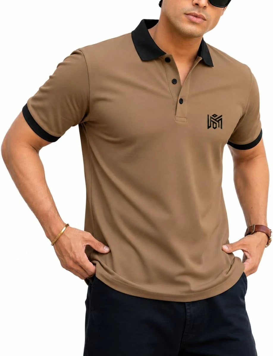 RAIZAX Men’s Polo T-Shirt with Contrast Collar