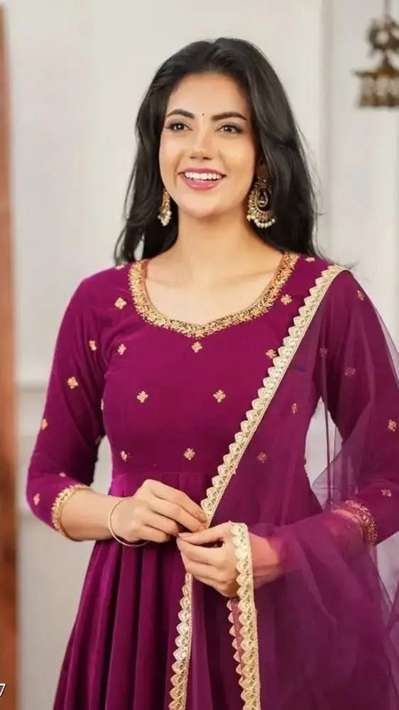 Eligant Georgette Gown with Embroidery DupattaEligant Georgette Gown with Embroidery Dupatta