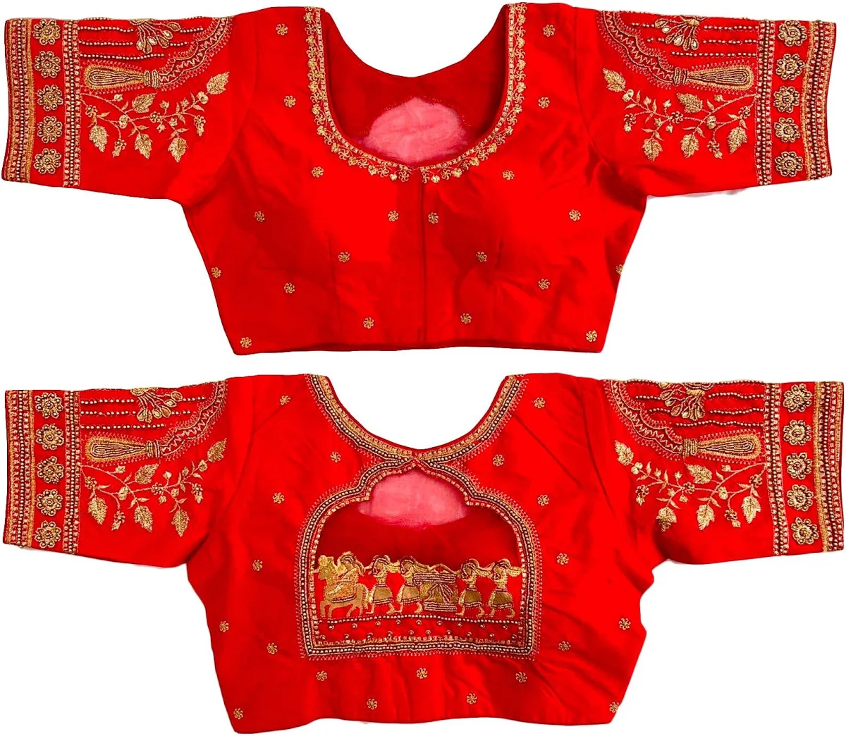 Sumaira Tex Women’s Golden Zari Embroidery Work with Heavy Maggam Work