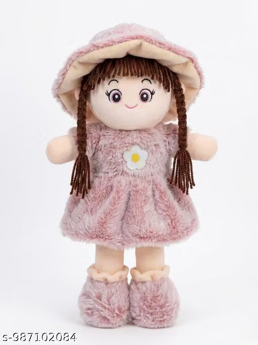 Cute Plush Rag Doll with Cap & Braided Hair