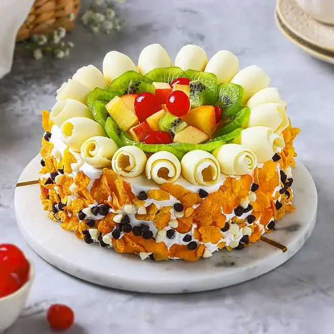 Fruit Overload Cake Half kg Eggless Pineapple Fruit Cream Cake