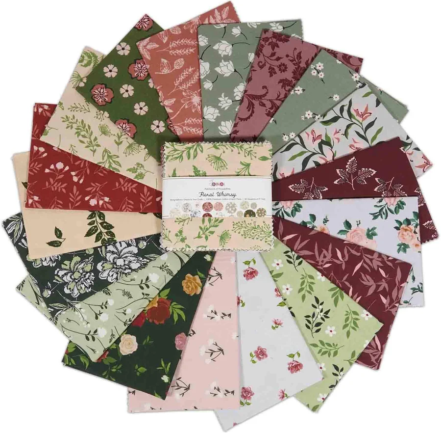 40 Pcs Cotton Bundles Charm Packs for Quilting, Precuts