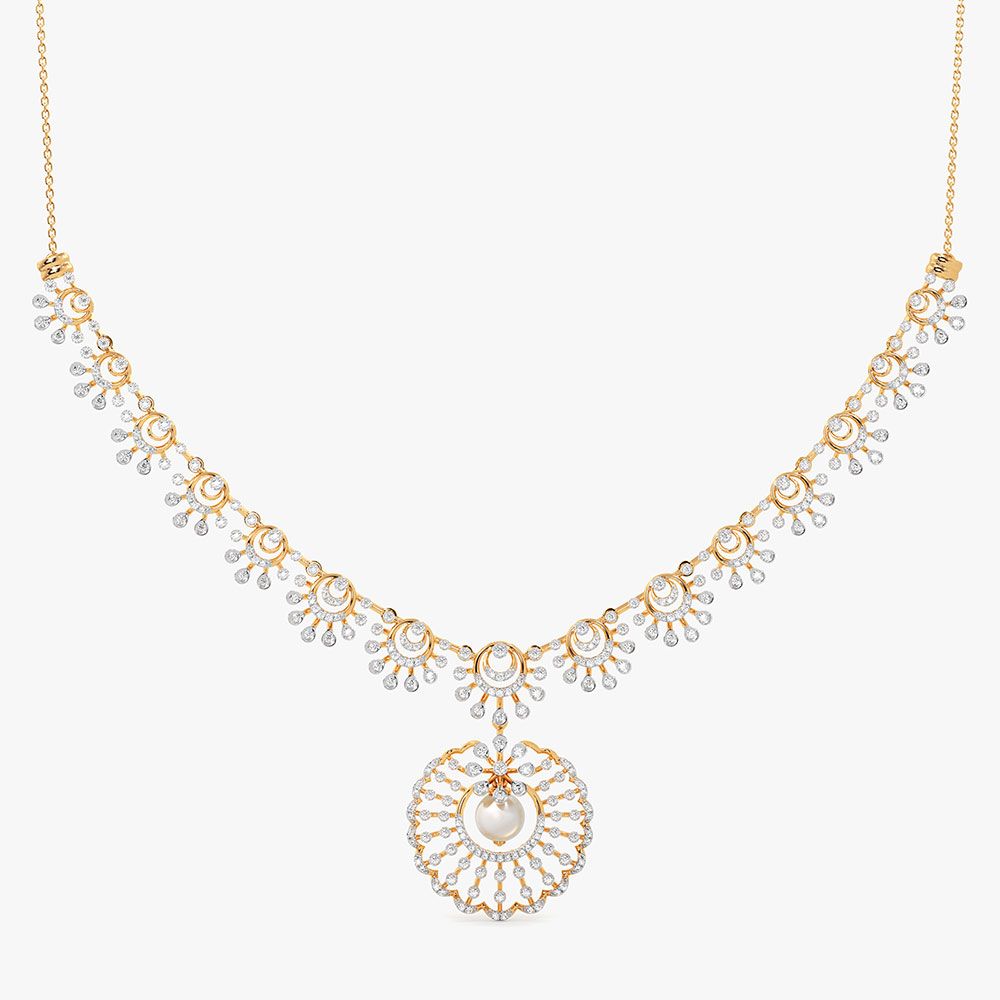 Circular Beauty 14Kt Yellow Gold Diamond Necklace